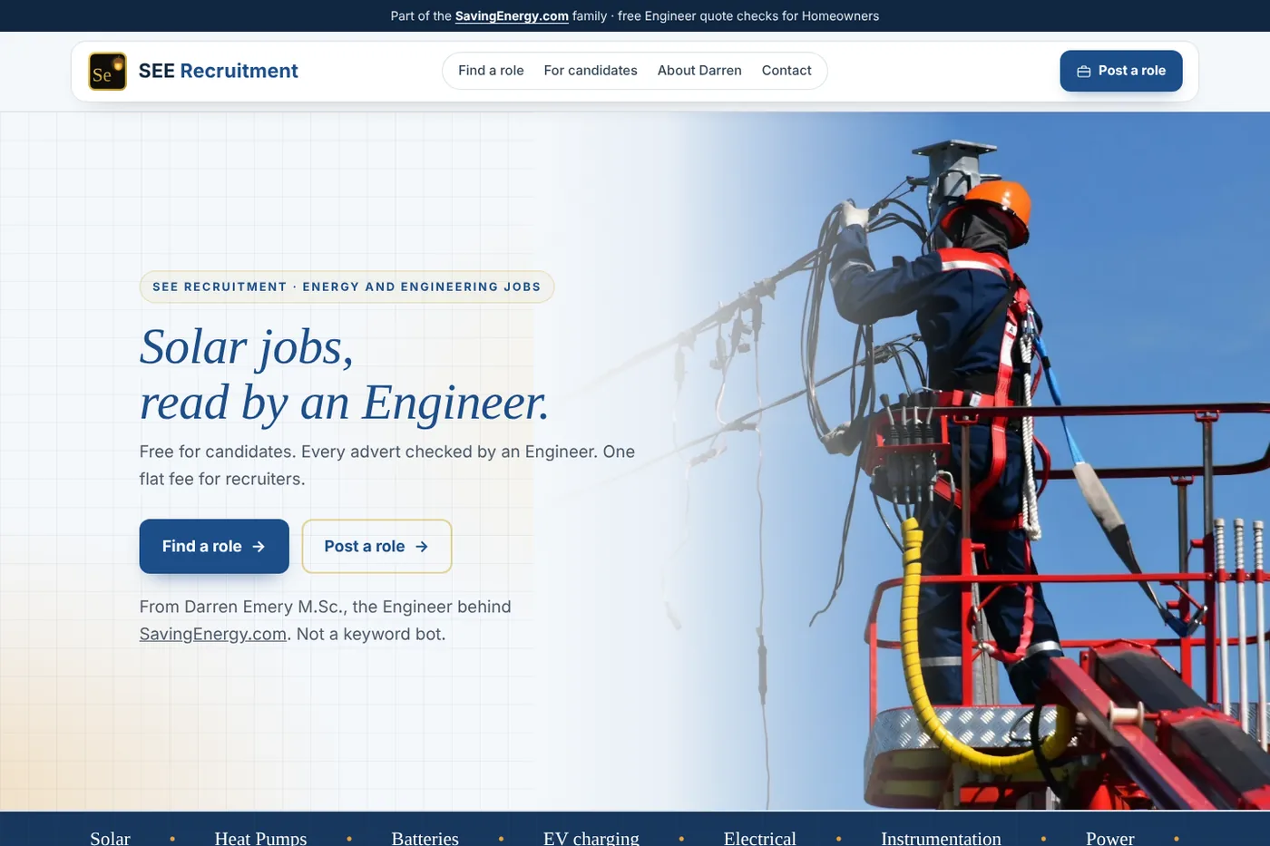 The SEE Recruitment home page on a laptop screen