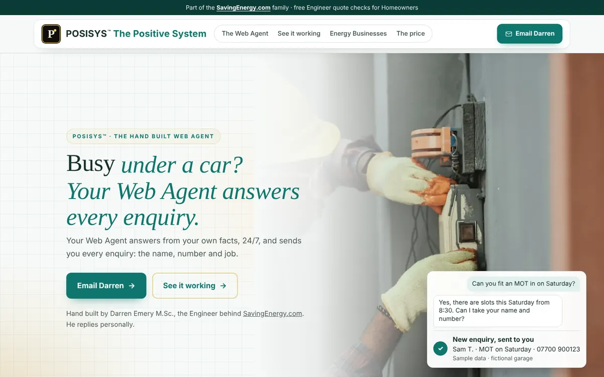 The POSISYS™ home page, on a laptop